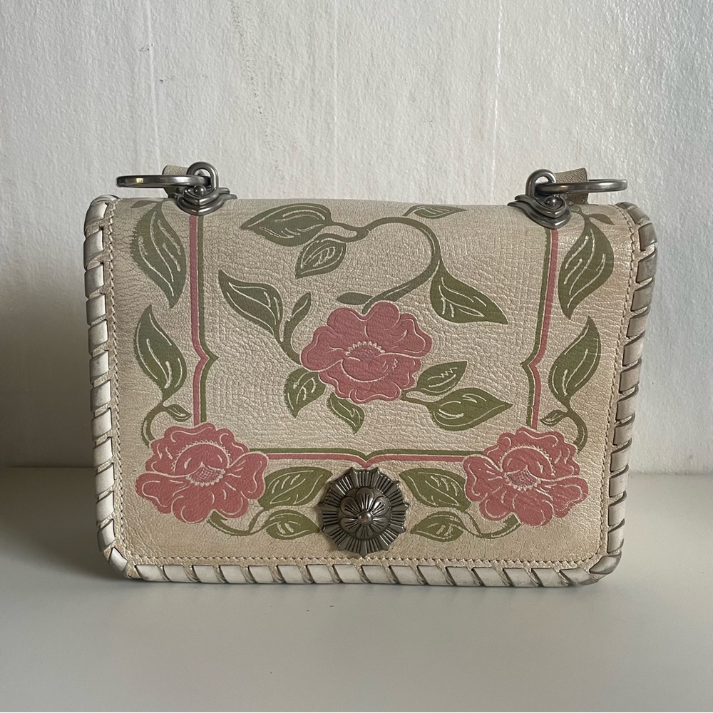 Miu Miu Prada White Floral Leather Madras Flor Crossbody Bag